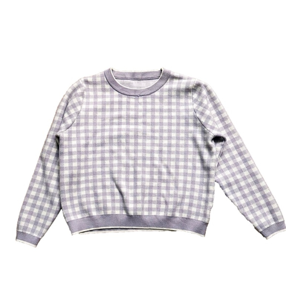 Purple checkered warm sweater size small